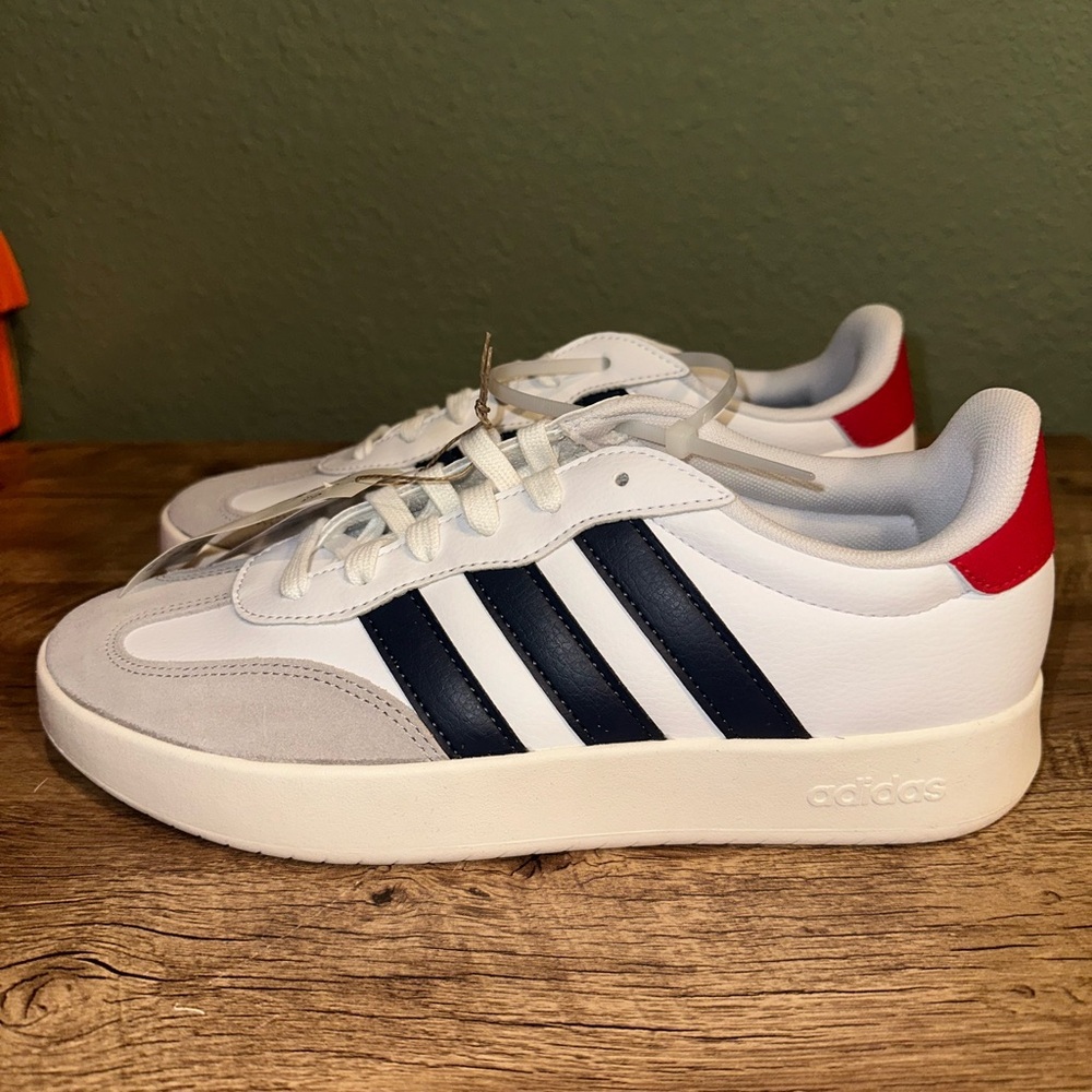 Adidas White and Navy Sneakers with Red Accent - Picture 3 of 7
